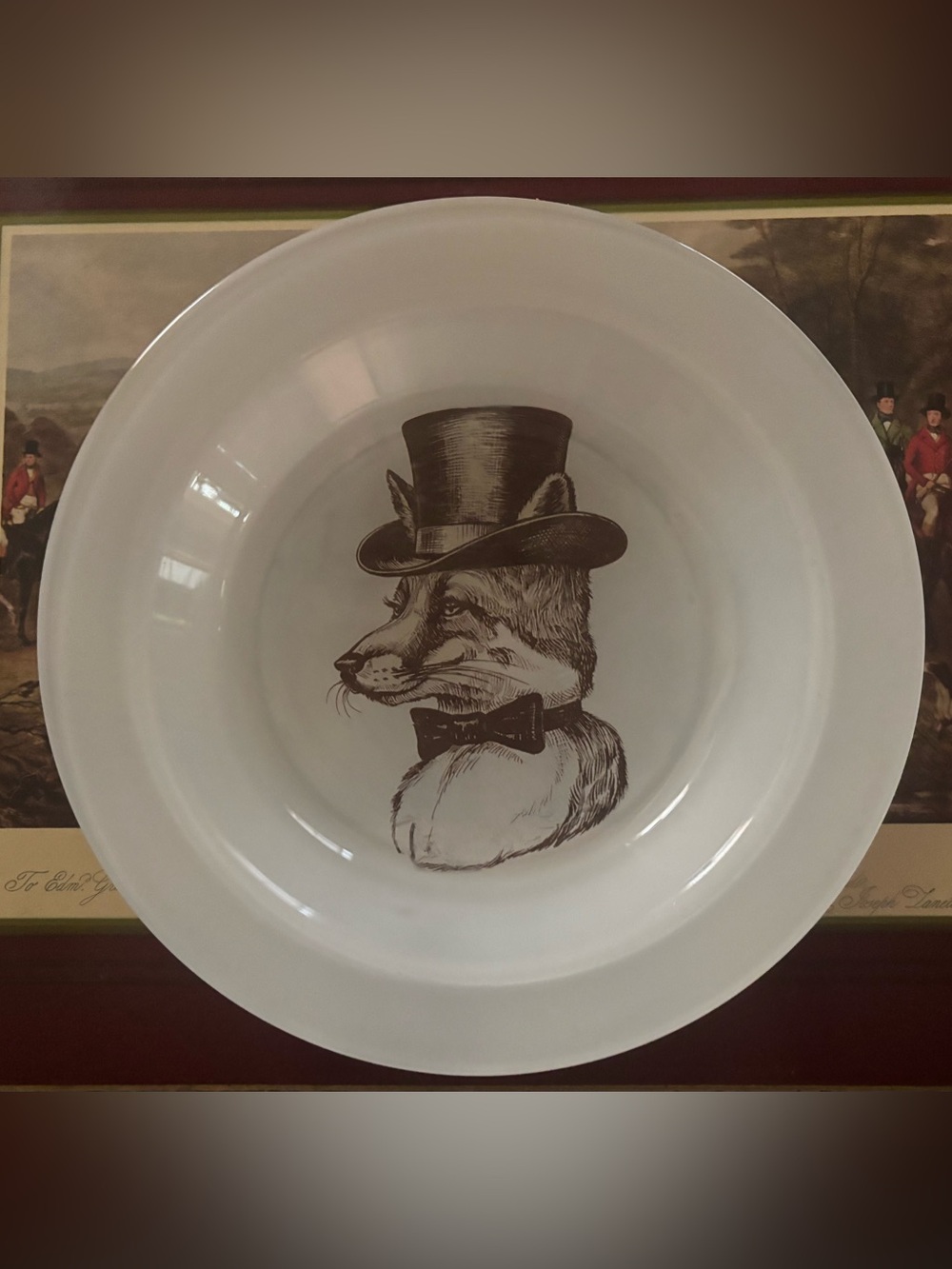 Fox Hunting Fancy Fox Decor Decorative Dinner Plate in Top Hat Dinner Bowl